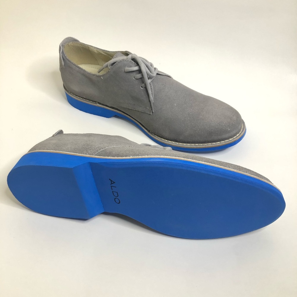 Aldo Grey Suede Dress Shoes With Blue Bottoms